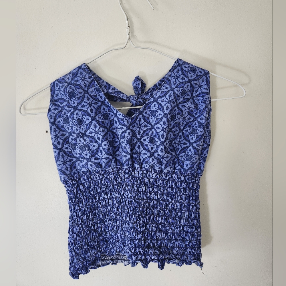Abercrombie Blue Print Halter Top Womens Small